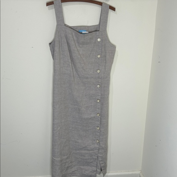 NWT J. MCLAUGHLIN Leah Linen Blend Dress Oatmeal Tan Size 12 - Picture 16 of 16